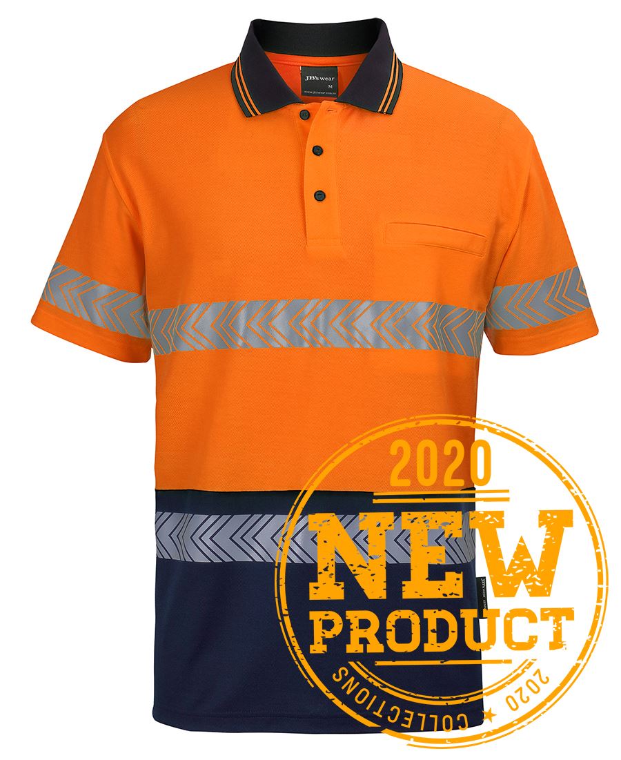 HI VIS (D+N) COTTON BACK S/S SEGMENTED TAPE POLO